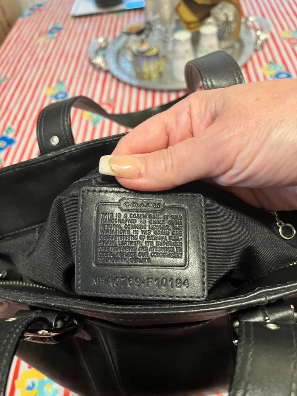 Coach Black Leather Double-Handle Tote